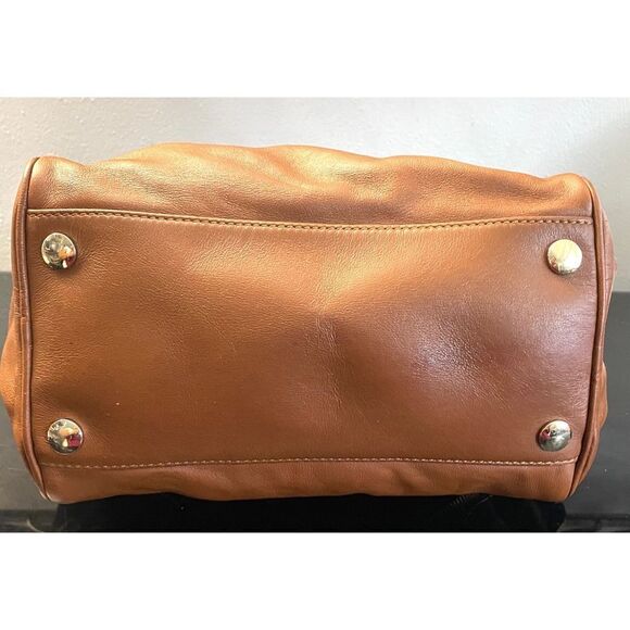 JIMMY CHOO Justine Handbag/Tote Chestnut/Tan Leather Double Strap Shoulder Bag - Picture 11 of 15